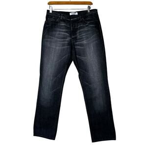 Yves Saintt Laurent Jeans Sz 50 US 16‎ 100% Cotton Black Distressed Straight Leg